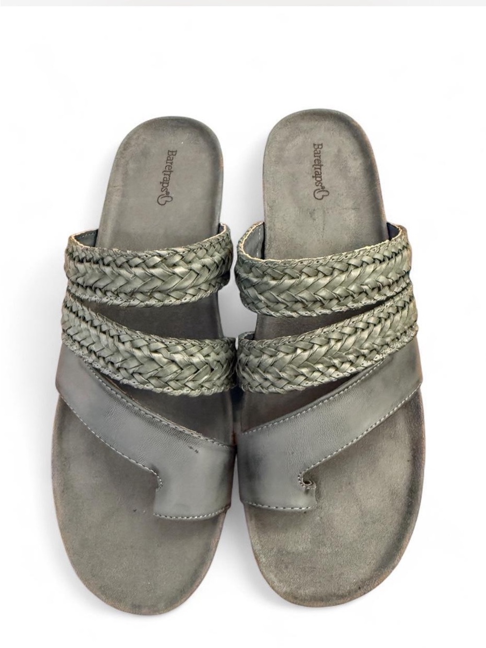 BareTraps Braided Double-Strap Slide Sandals - Olive